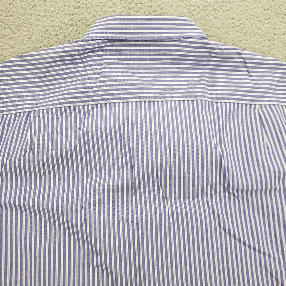 Banana Republic Shirt Mens XL 17-17‎ 1/2 Purple Striped Button Up Long Sleeve
